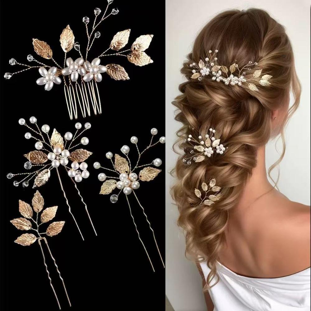 2/4/5Pcs Crystal Bridal Hair Accessories Sparkling Bride Headpiece Set U-shaped Hairpin Pin Party