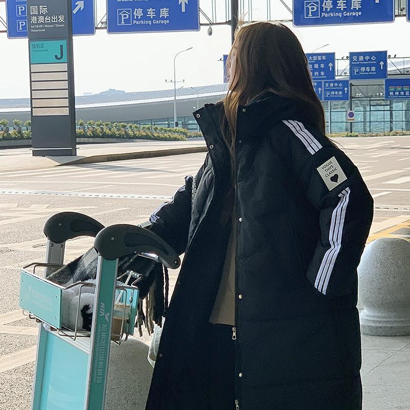 New Winter Down-padded Coat Mid-length Knee-high Hong Kong Style Cotton-padded Jacket Thickened Student Loose Cotton Coat for Women