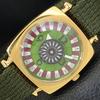 VINTAGE HAND-WINDING SWISS MENS POKER FACE GREEN COLOR DIAL WATCH A701126-5 R205b-a701126