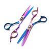 Black and Gold Wolf Head Hairdressing Scissors Set: Straight, Serrated, and Thinning Shears