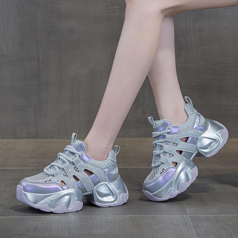 Rhinestone gypsy sports platform dad shoes women's summer new fashion mesh breathability increases