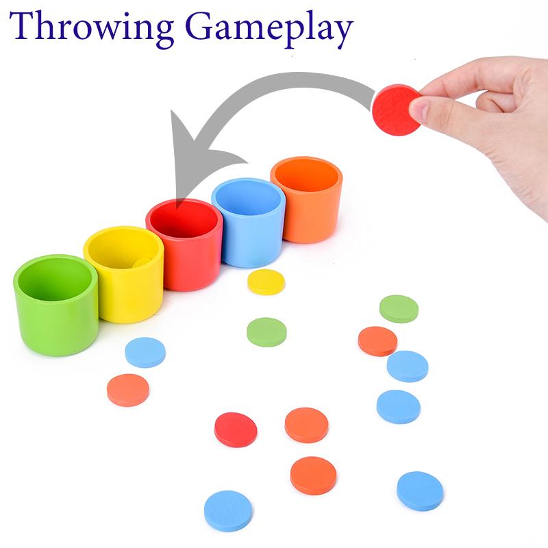 Non-Toxic Montessori Color Sorting Toys For Toddlers 2-4 Years Wooden Matching Game Color Classification Cup Preschool Educational Gift