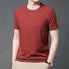 Lato Nowy Męski T-shirt z Okrągłym Dekoltem i Krótkim Rękawem Odporny na Zagniecenia i Oddychający Top Teksturowana Tkanina Rekreacyjny Wszechstronny