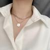 Women's Double Layered Square Pendant Titanium Necklace