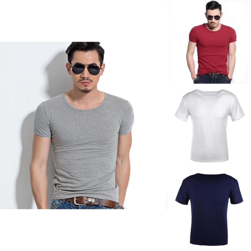 Men's Summer Casual Fashion Solid Color O-neck T-shirt With Short Sleeves