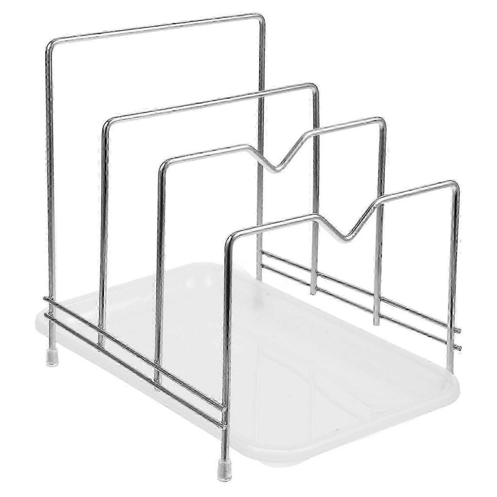 2026 Best!! Stainless Steel Cutting Board Holder Pot Lid Organizer Stand Storage Draining Space-saving 1Set