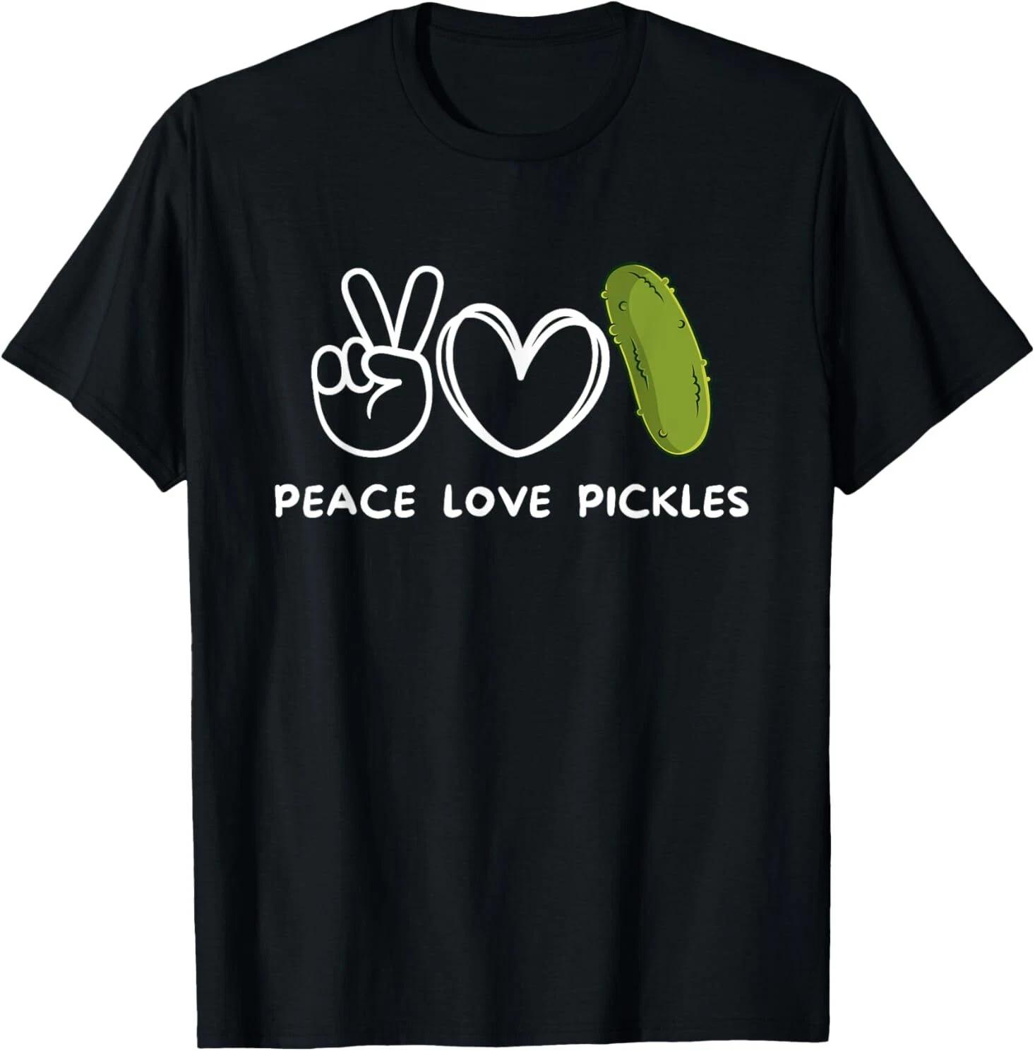 

Peace Love Pickles Shirt – Retro Pickle Lover Gift Tee for Food Fans 4XL