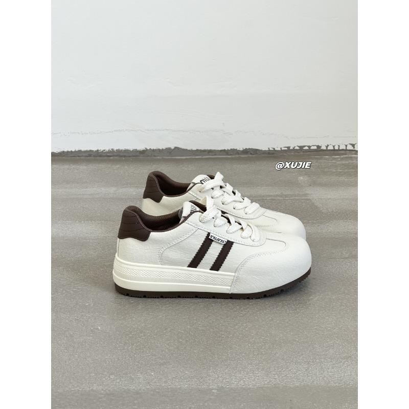 

Leather women s early autumn new round head thick-soled lace-up fashion cowhide casual sports little white board shoes 35
