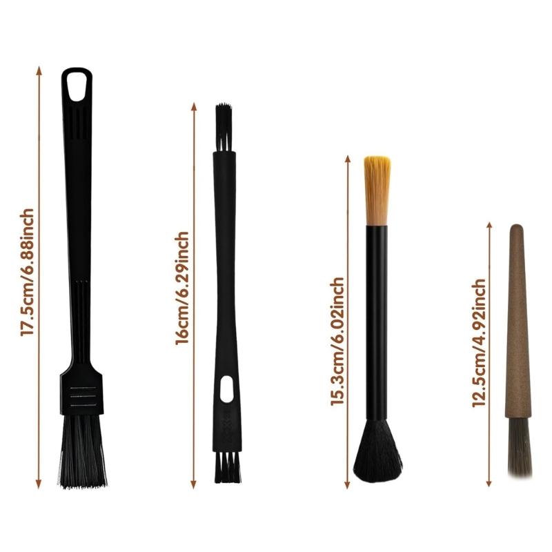 4PCS Coffee Grinder Brush Set with Nylon Bristles Cleaning Accessories Suitable for Cleaning Brew Head and Drip Tool