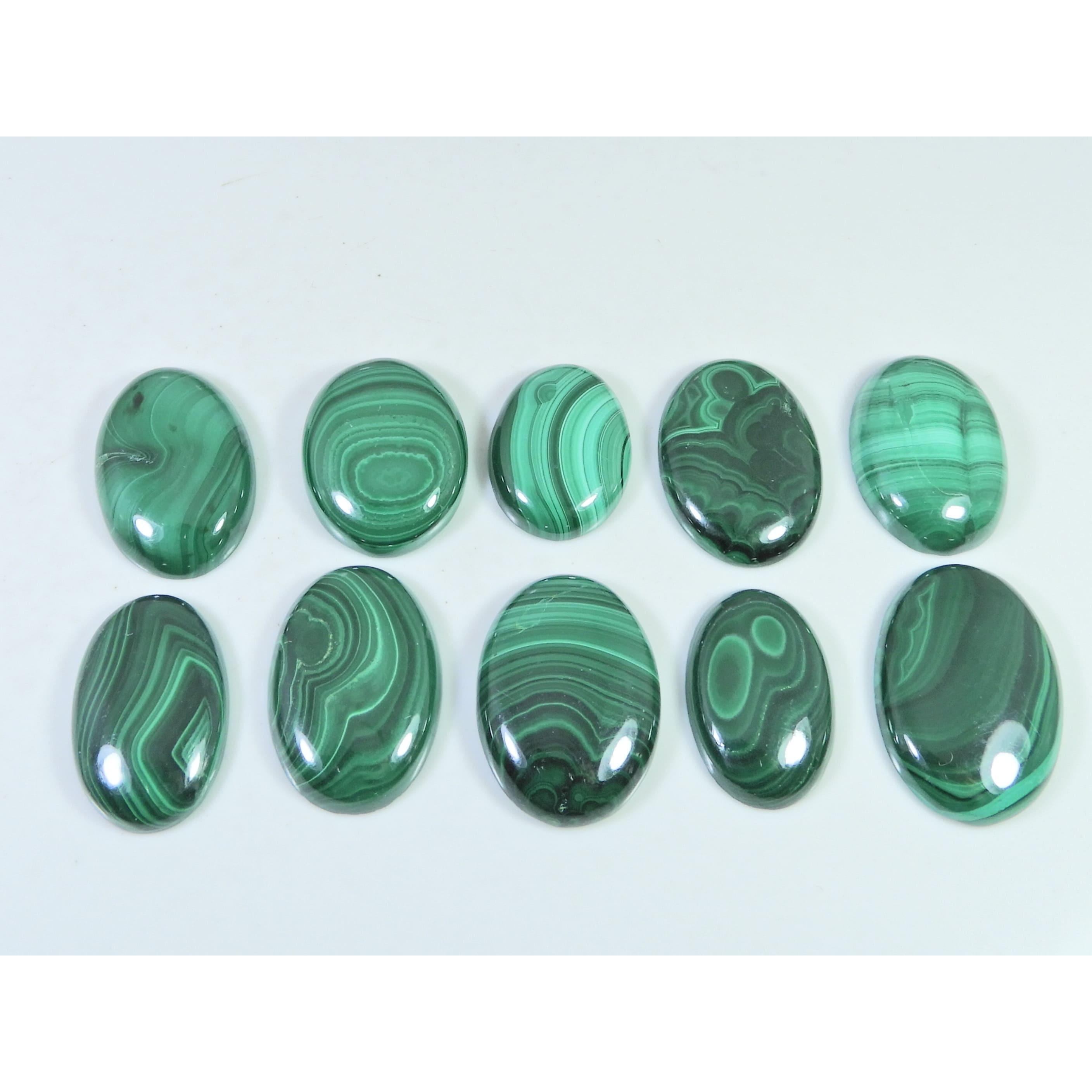 Natural Green Malachite Oval Cabochon Loose Gemstone 10Pcs Lot 291Cts. C-1697