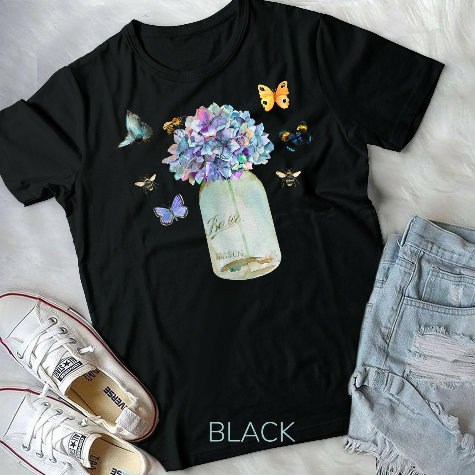Mason Jar Bee Wildflower Cottagecore Butterfly Vintage Cute Unisex Form T-shirt XXXL