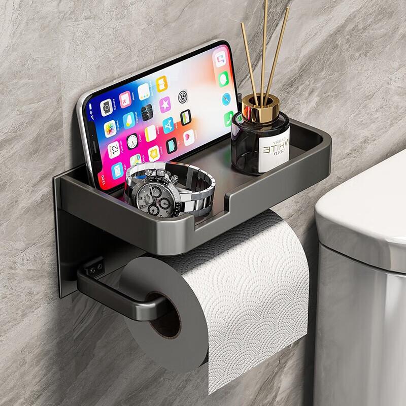 Xinpei Bathroom Tissue Box, Space Aluminum No-Drilling Tissue Dispenser, Toilet Paper Holder, Bathroom Storage Rack
