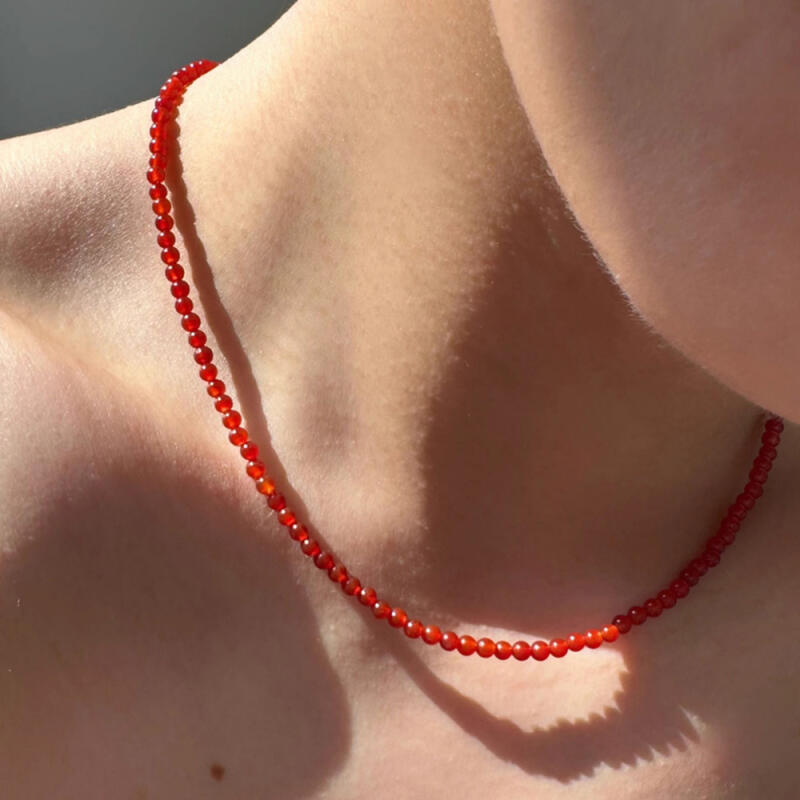 Cresel Red Jamano Gemstone Bead Necklace