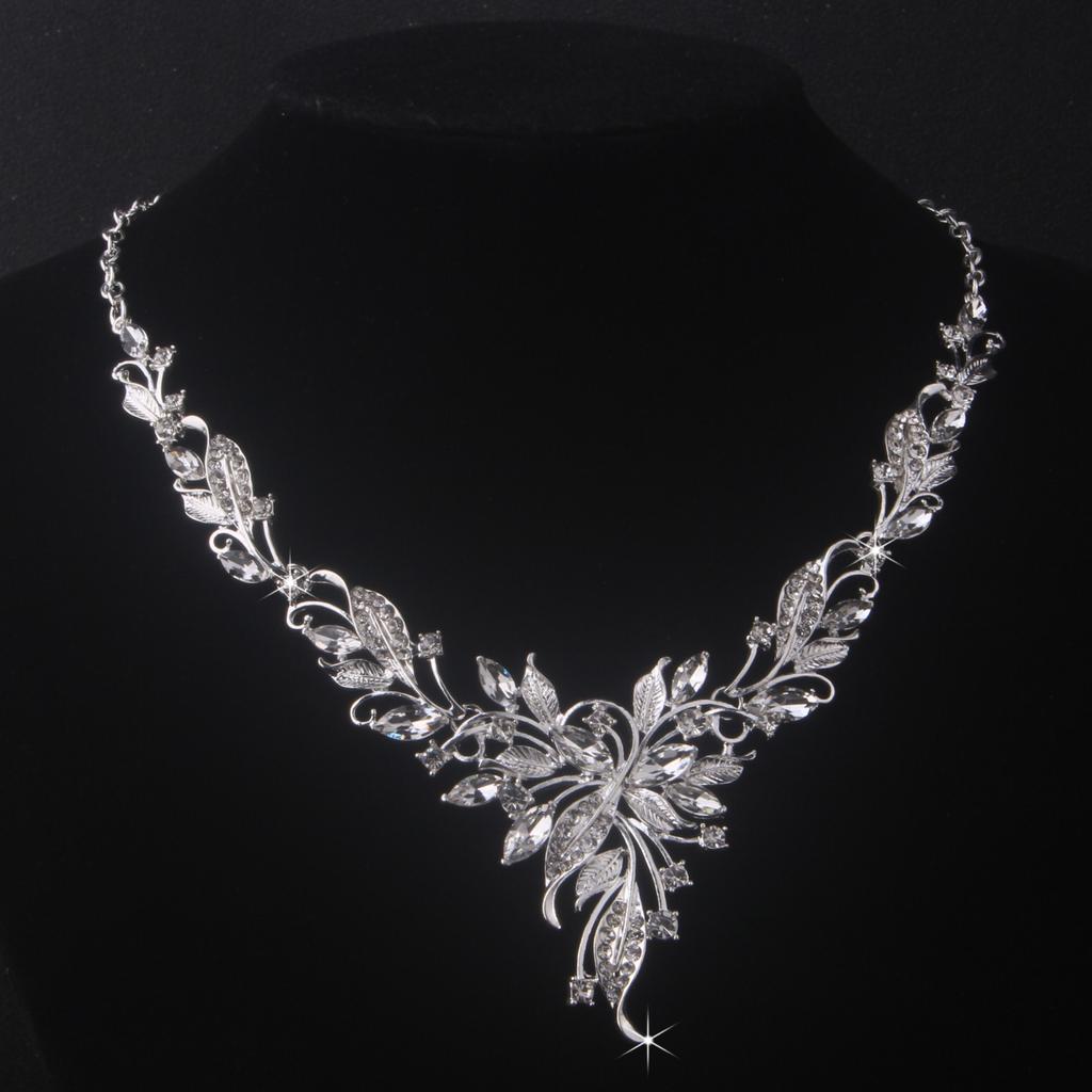 Hochwertige und elegante Brautaccessoires, Hochzeits-Halskette + Paar Ohrringe Set, Brautaccessoires, Brautkleid, Abendparty