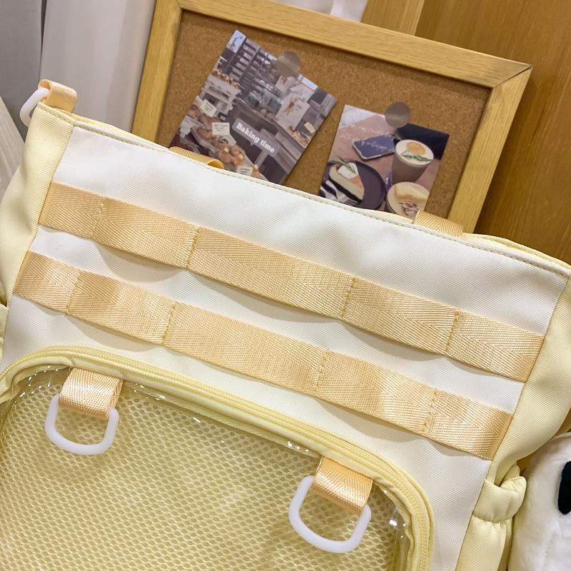 Solid Color Transparent Crossbody Bag Student Handbag Women's Large Capacity Shoulder Tote Bag with Pen Bag