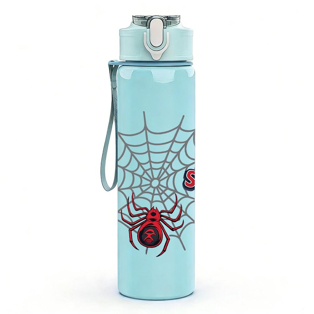 1PC Spider Web Baseball Bat Sport Print 750ml Color Plastic Sports Water Bottle Leakproof Flip Straw Lid Suitable for Sports Office Home Use