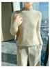 2024 Women's Autumn/Winter Wool Sweater - Solid Color, Thick Knit, Half-High Collar, Long Sleeve, Cable Knit Base Layer