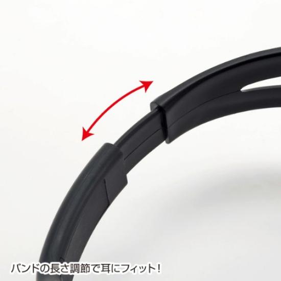 Sanwa Supply USB A Large Soft Ear Headset, Connection, Pads, Omnidirectional, Black, MM-HSUSB17BK