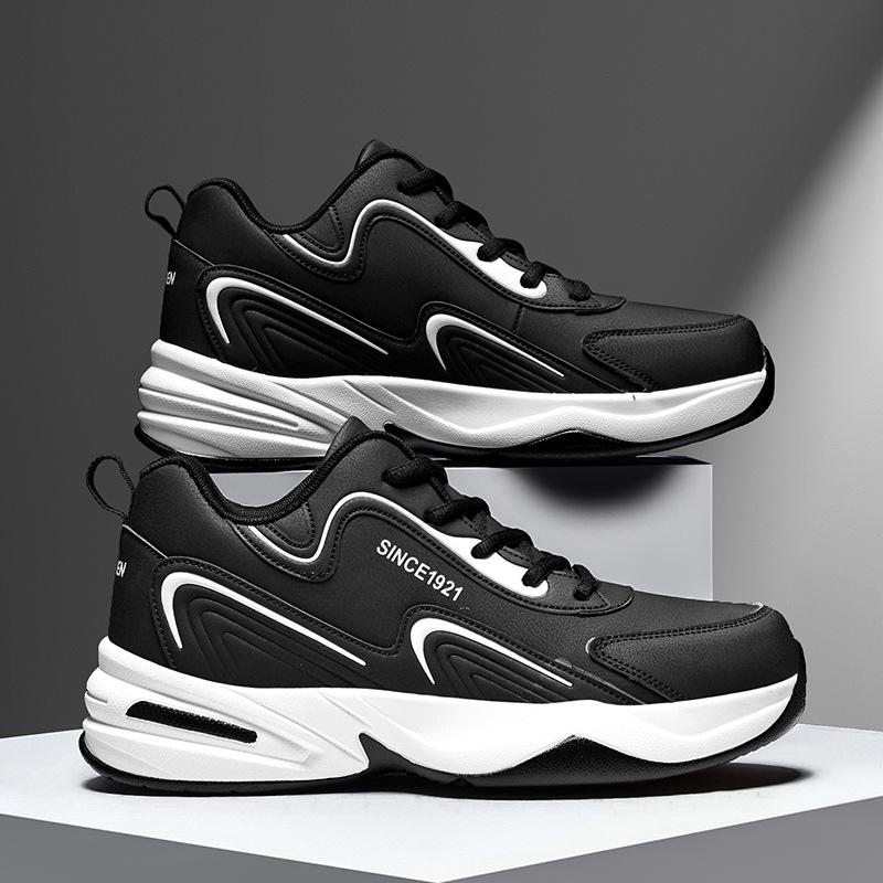 Men's Waterproof Leather Sports Shoes: Autumn/Winter White, Non-Slip, Wear-Resistant for Junior High Students