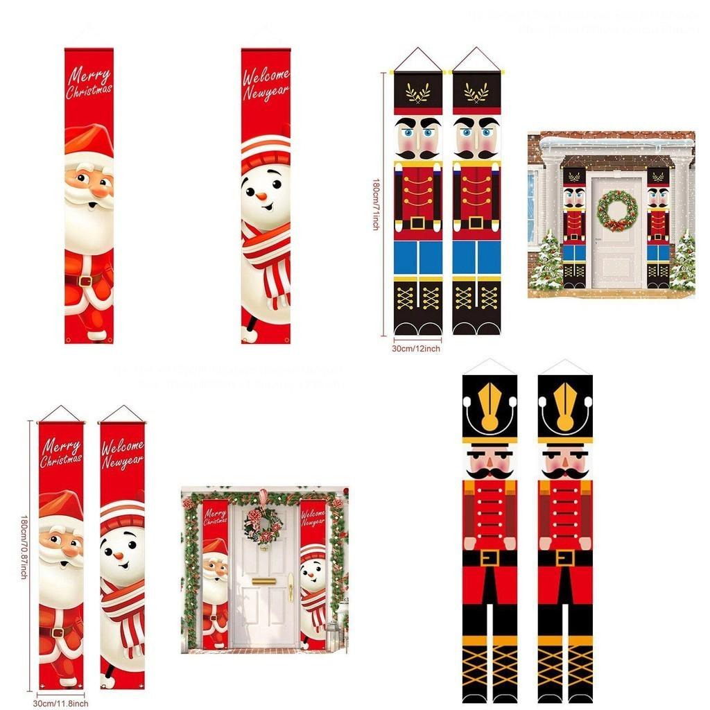 Merry Christmas Knight Santa Snowman Hanging Banner Xmas Party Decor
