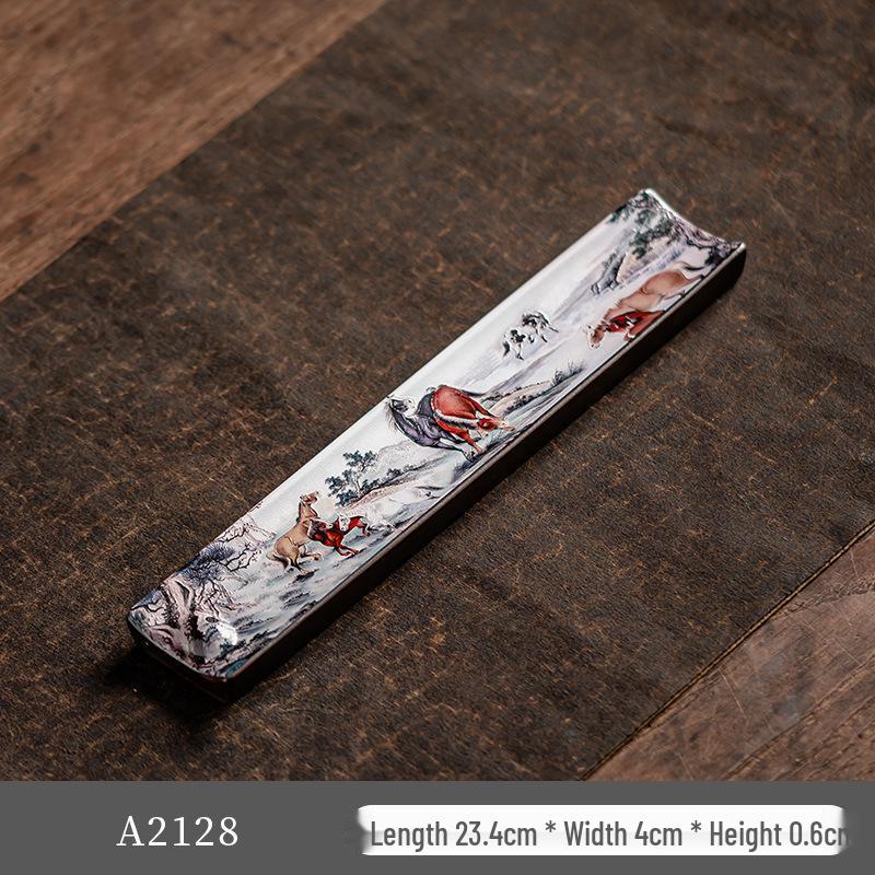 Guochao River & Mountain Ceramic Incense Holder - Retro Incense Stick Tray for Indoor Use