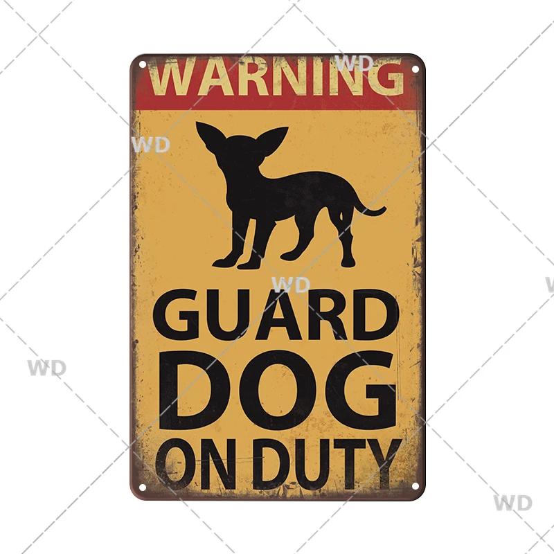 Retro Vintage Beware Of Dog Warning Vintage Tin Signs Caution Metal Plate Metal Poster Plaque For Club Home Pub Bar Wall Decor