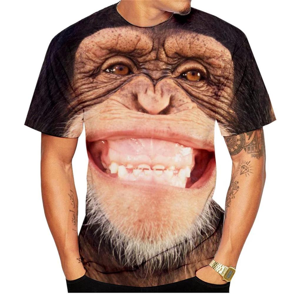 Lässiges Herren 3D Design Parodie Gorilla Lustiges Affen T-Shirt Lustiger Schmollmund Affe 3D Druck Sommer Kurzarmshirt Kinder