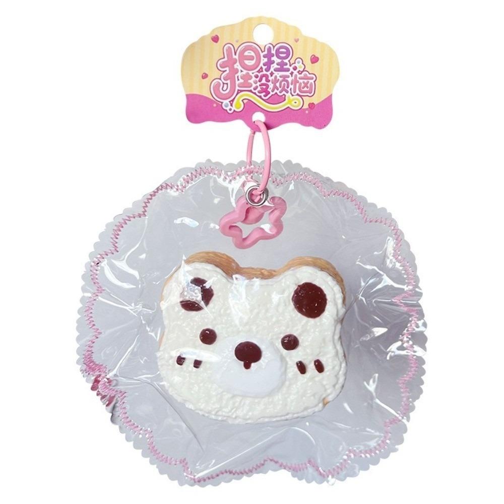 Little Bear Toast Squeeze Toys Keychain Slow Rising Squishy Toy Keychain  Bag Pendant