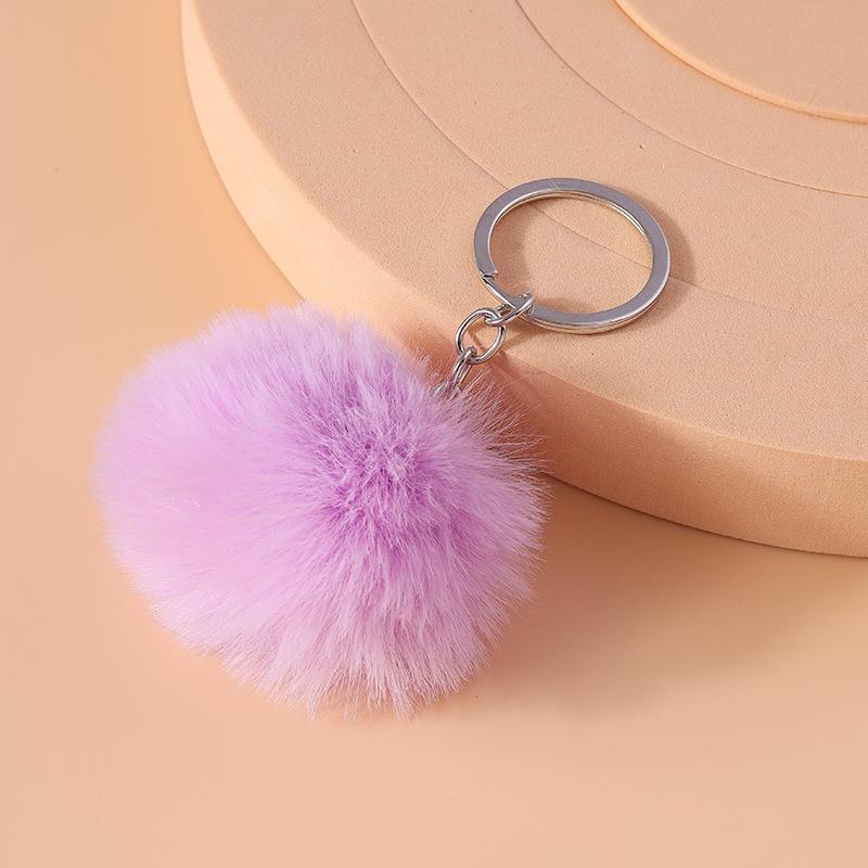 Cute Soft Fluffy Ball Keychain Plush Faux Rabbit Fur Key Ring Pendant for Women Girls Handbag Decor DIY Jewelry Gift