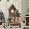 Vánoční osvětlená zimní dřevěná chýše Miniatura 14x10x26cm Vánoční ozdoba na plochu na chodbu