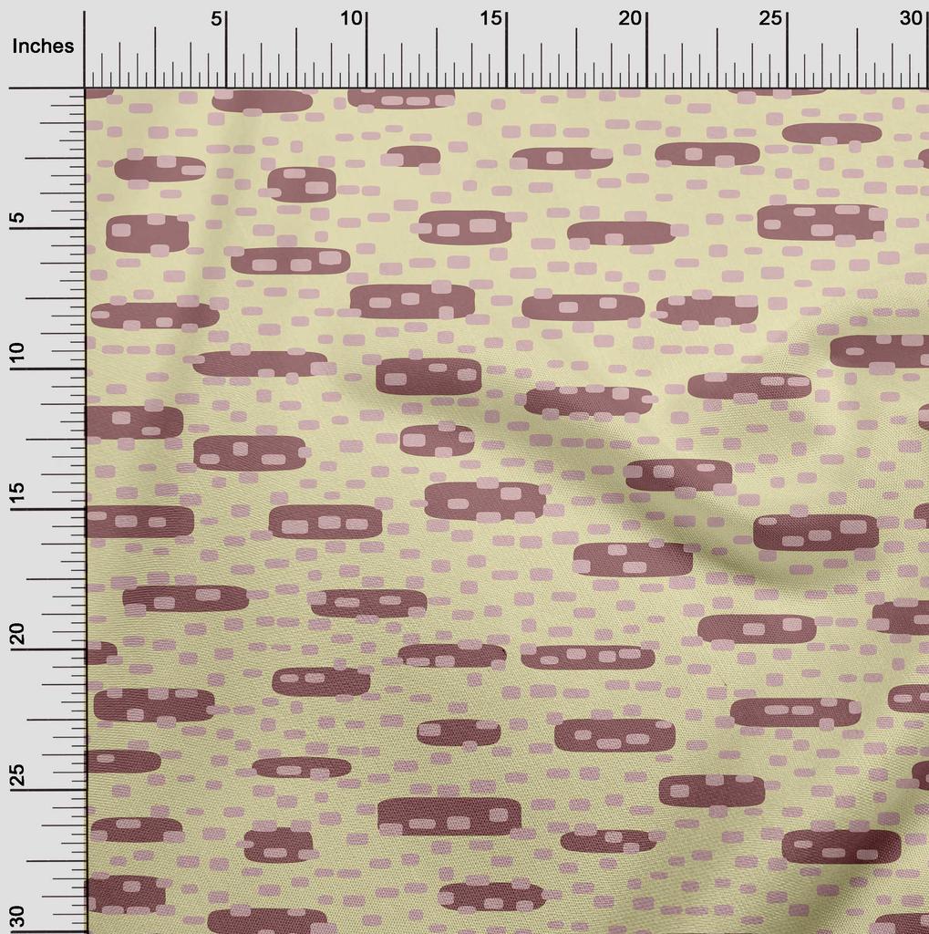 oneOone Cotton Flex Beige Fabric Geometric Rounded Rectangle Sewing Material Print Fabric By The Yard 40 Inch