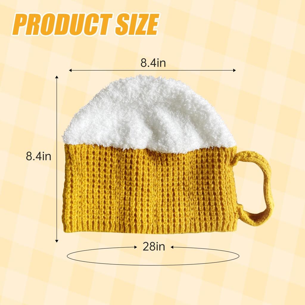 Beer Hat, Knit Funny Hat/glove for Men and Women, Novelty Gifts for Beer Lovers Birthday Christmas Halloween Gifts for Adults