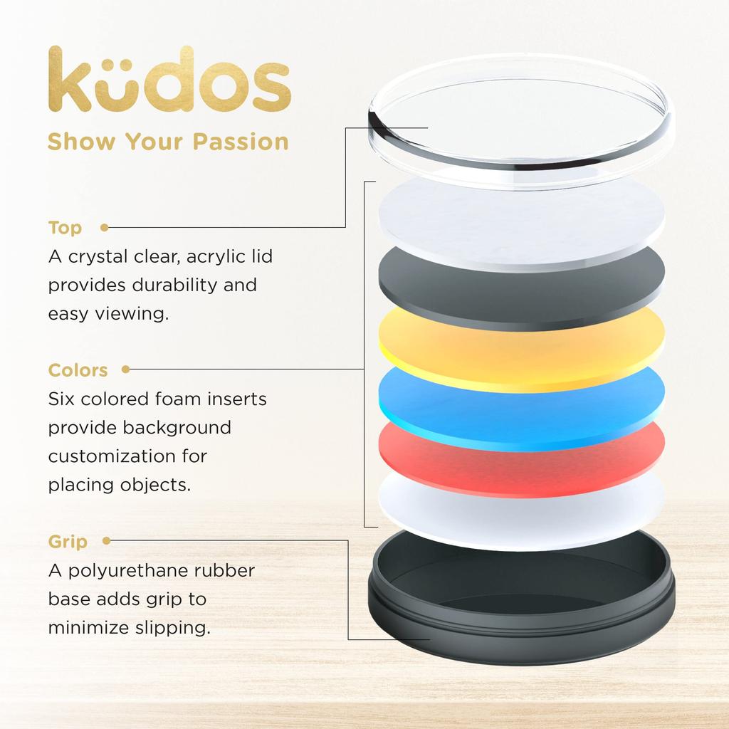 Kudos Display Case Coasters Display Box for Running Sports Police Fire Challenge Coins Military Awards Shadow Box Coasters for Coffee Table Decor - &