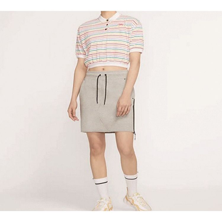 Nike Sportswear Striped Color Block Polo Shirt Women Tops White CJ2517-100