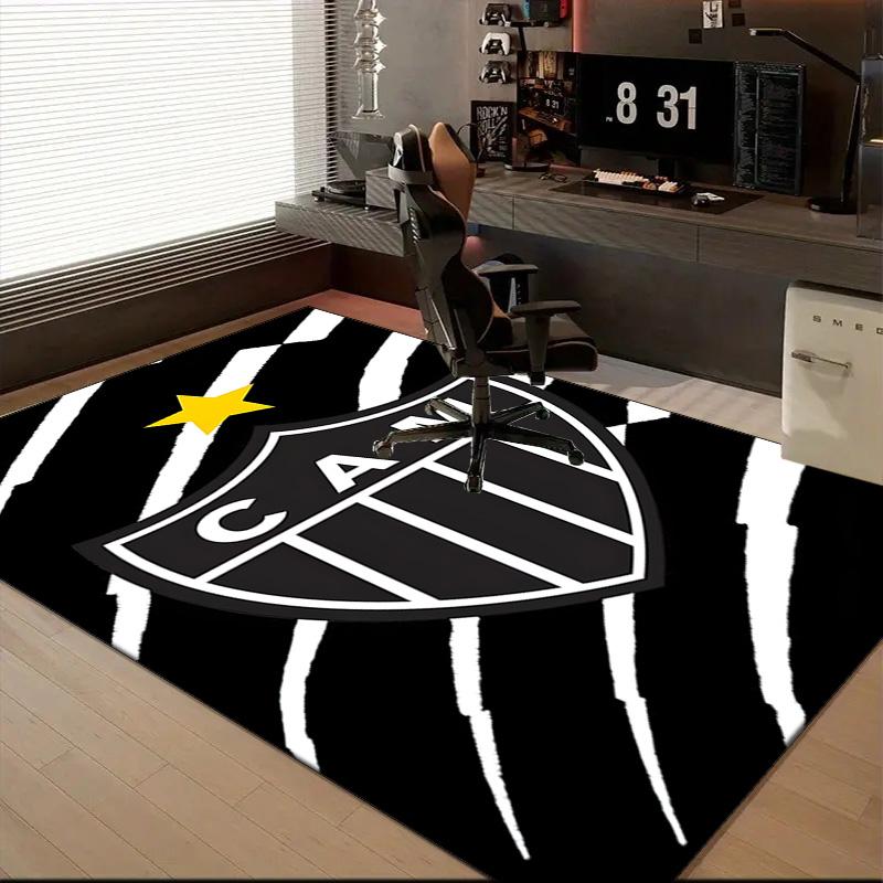 Black And White Stripes With Shield Printed Office Carpet Chair Cushion Entryway Rug, Rugs for Living Room, Bedroom Christmas gifts