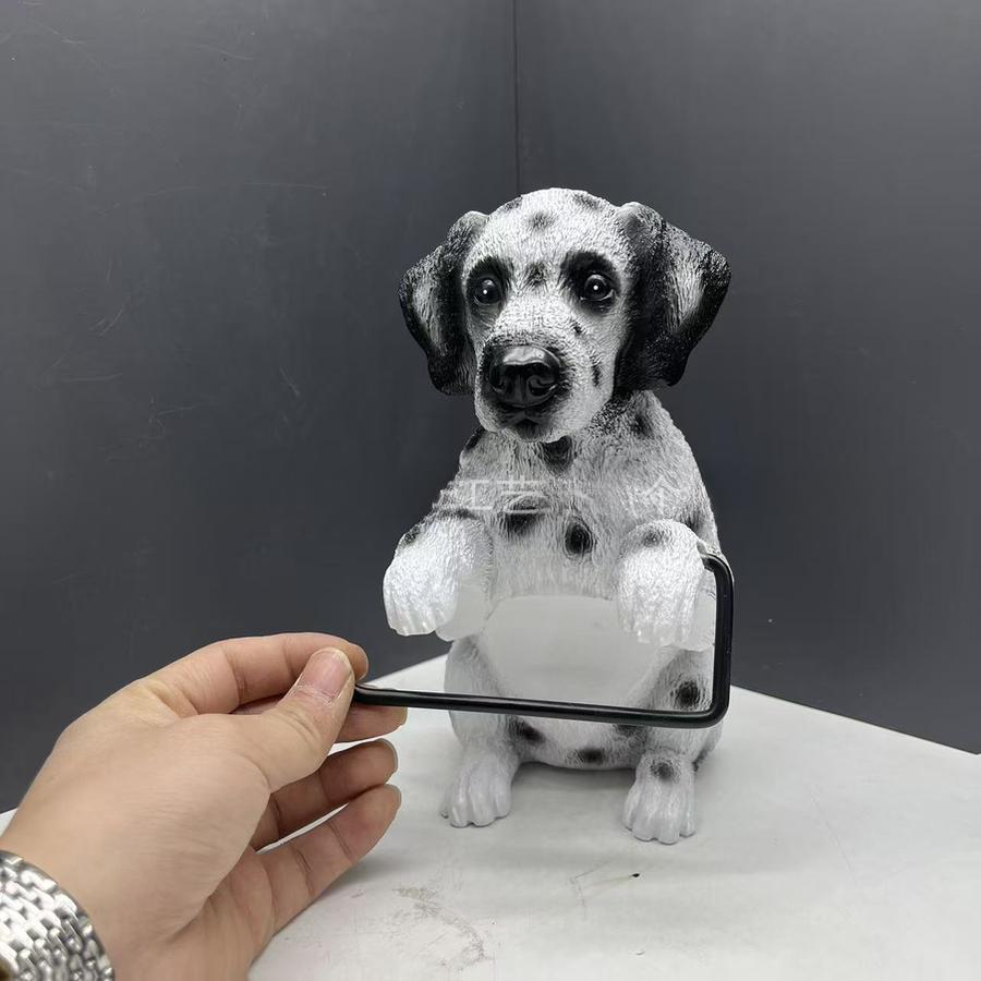 New Dog Series Paper Towel Holder Resin Figurine Toilet Wall Mounted Roll Paper Cute Dog Statue Home Decor
