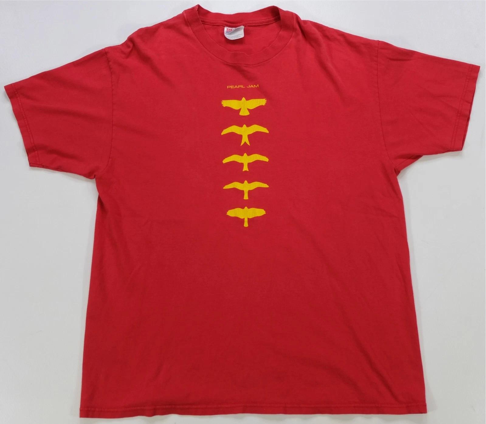 Rare VTG Pearl Jam 1998 Yield Tour Birds Graphic T Shirt 90s Rock Band Red SZ XL 2XL