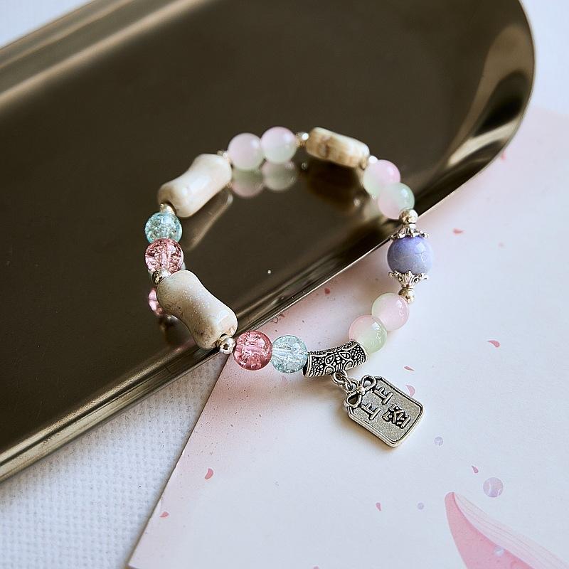 Jingdezhen ceramic bracelet fresh girlfriend Mori series butterfly national style beaded bracelet versatile new Chinese literary gift