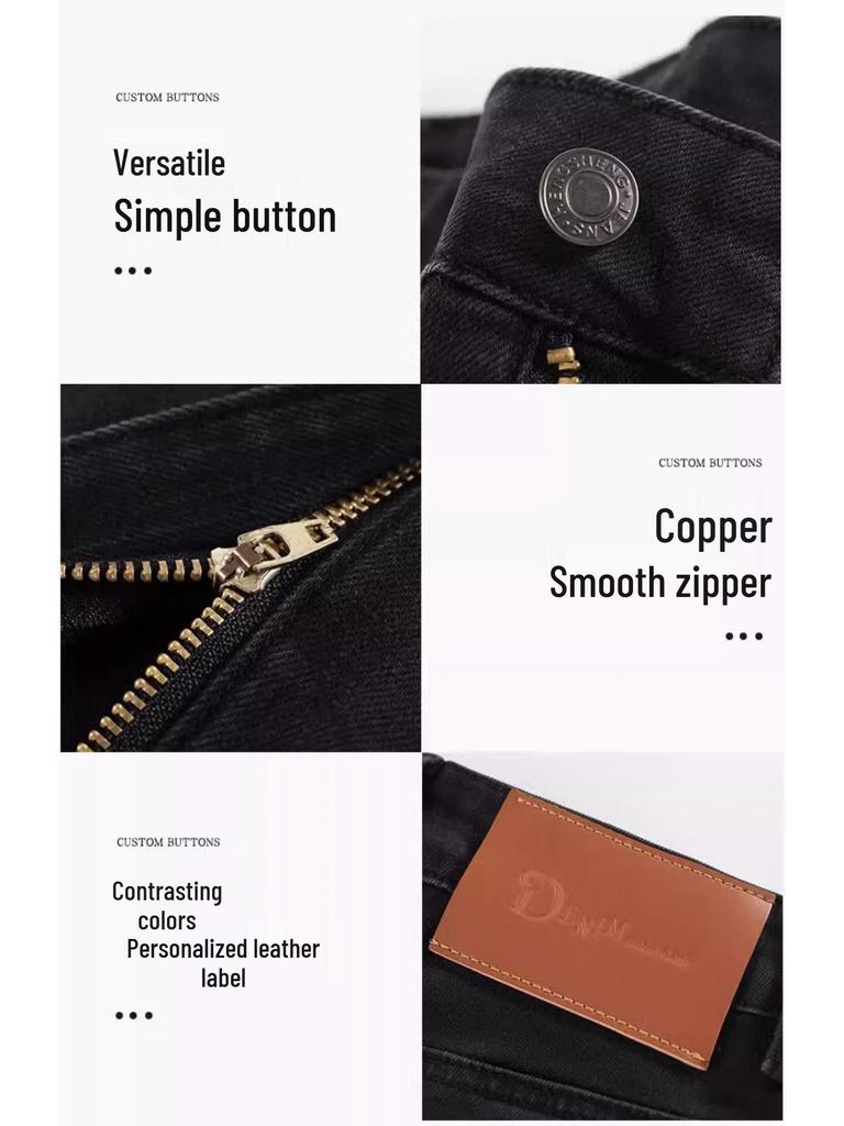 Women's 2025 High-Waisted Black Loose Straight-Leg Jeans: Slimming, Versatile, Wide-Leg Pants for Spring & Autumn