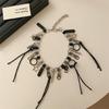 Star Round Leather Rope Necklace Adjustable Clavicle Chain Rock Style Neckchain