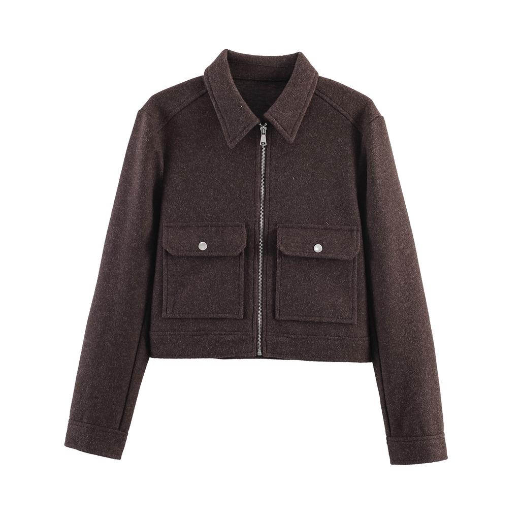 Women's Zipper Jacket Coat New Winter Long Sleeve Pocket Outerwear Coat Short Street Elegant Women's Jacket