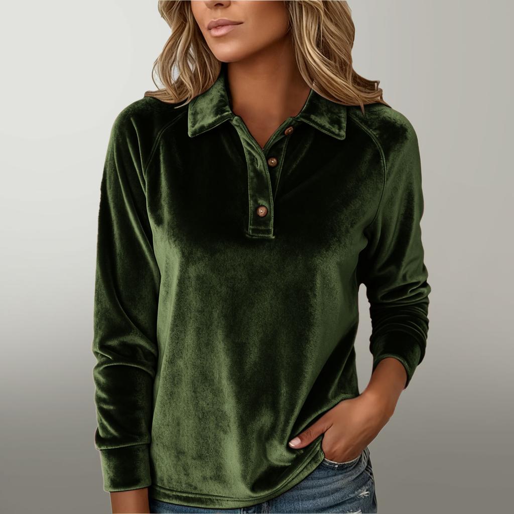 Women's Asymmetrical Long Sleeved Collar Shirt Top
