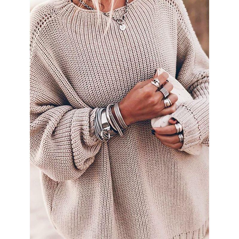 Women's Lazy round Neck Pullover Women 2025 Winter clothes New Knit Loose Plus size Sweater Outerwear