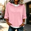 Women's Color V-Neck Hooded Casual Top for Everyday Wear