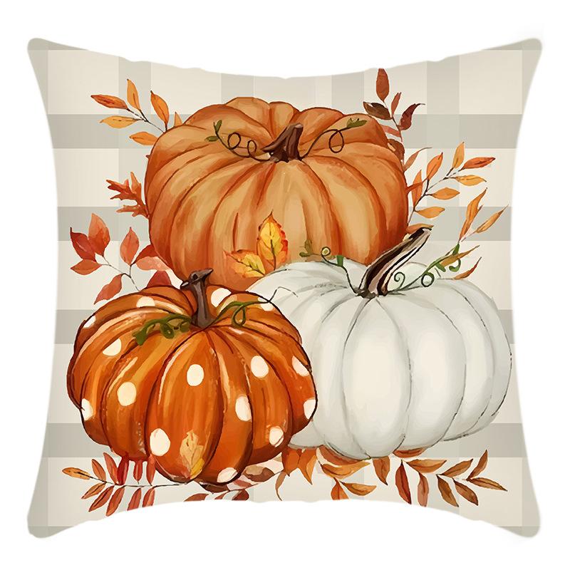 

Новая Хэллоуинская серия Чехол для подушки с принтом кленового листа и тыквы, с принтом букв, для дома, дивана 45 * 45Cm pillowcase