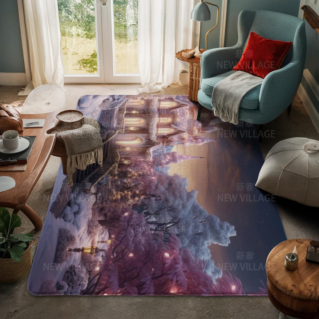House Entrance Carpet Home Door Mat Living Room Bath Foot Bathroom Non-slip Water Absorption Rugs Bath Merry Christmas Winter