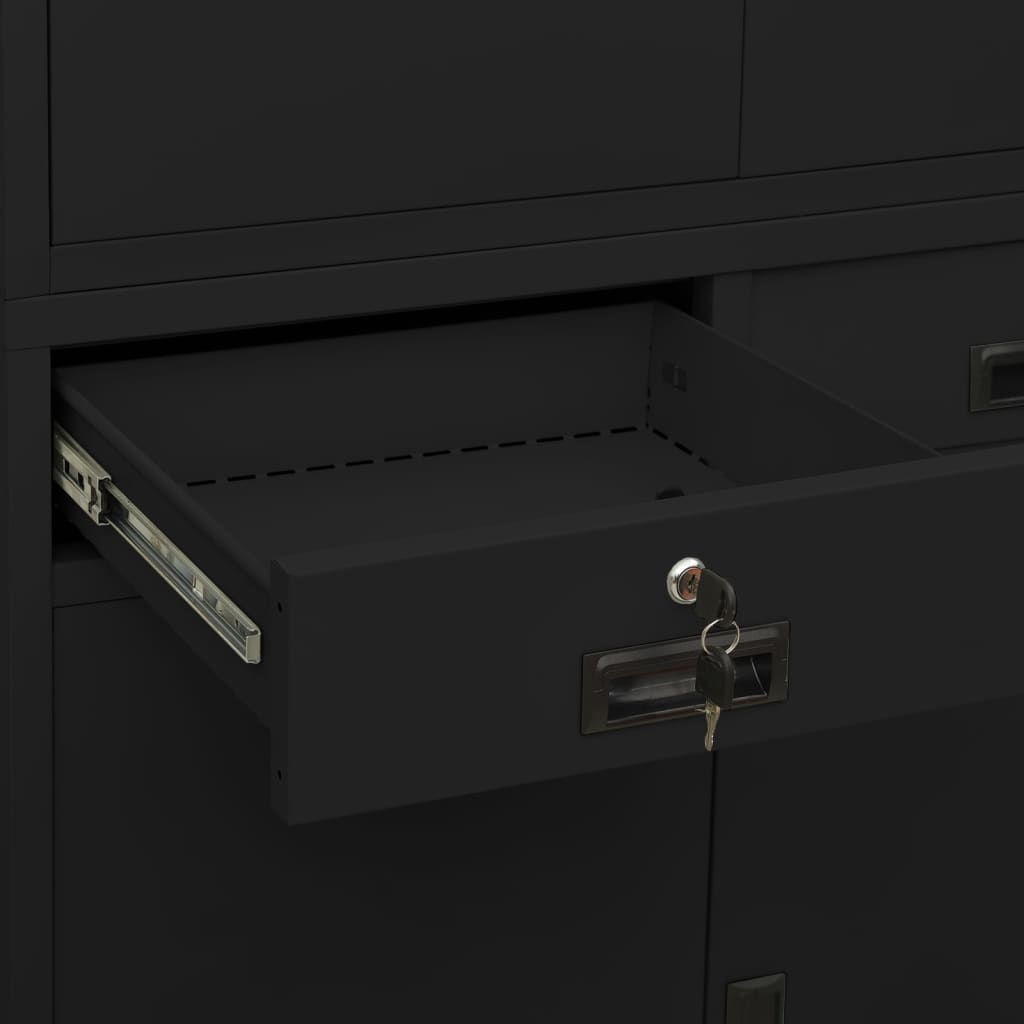 Office Cabinet Black 90x40x180 cm Steel