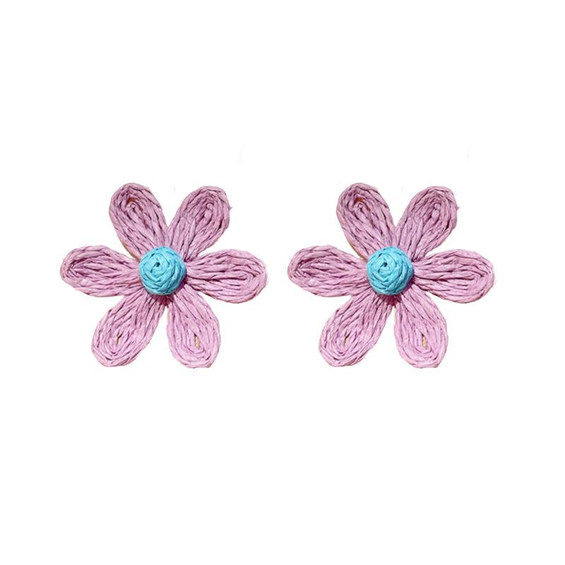 Bohemian Steel Needle Flower Woven Stud Earrings Niche Temperament Vacation Style Earrings Literary Small Fresh Earrings