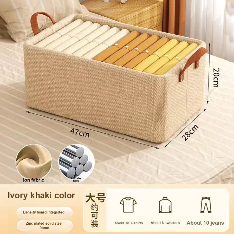 

Clothes Storage Box Home Wardrobe Organizer Laundry Basket Hangers Fabric Closet Divider Storage Basket 47*28*20cm хакі