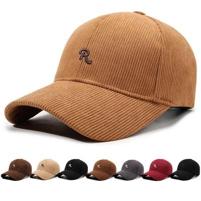 Embroidered Letter Baseball Cap Women Winter Cap Men Corduroy Sun Hat